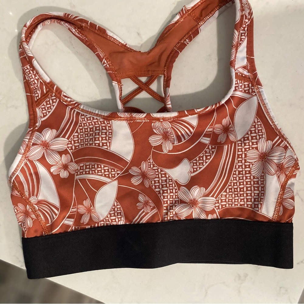 Victoria Sport Victoria’s Secret Sports Bra Orange White Floral w/ Black Band XS